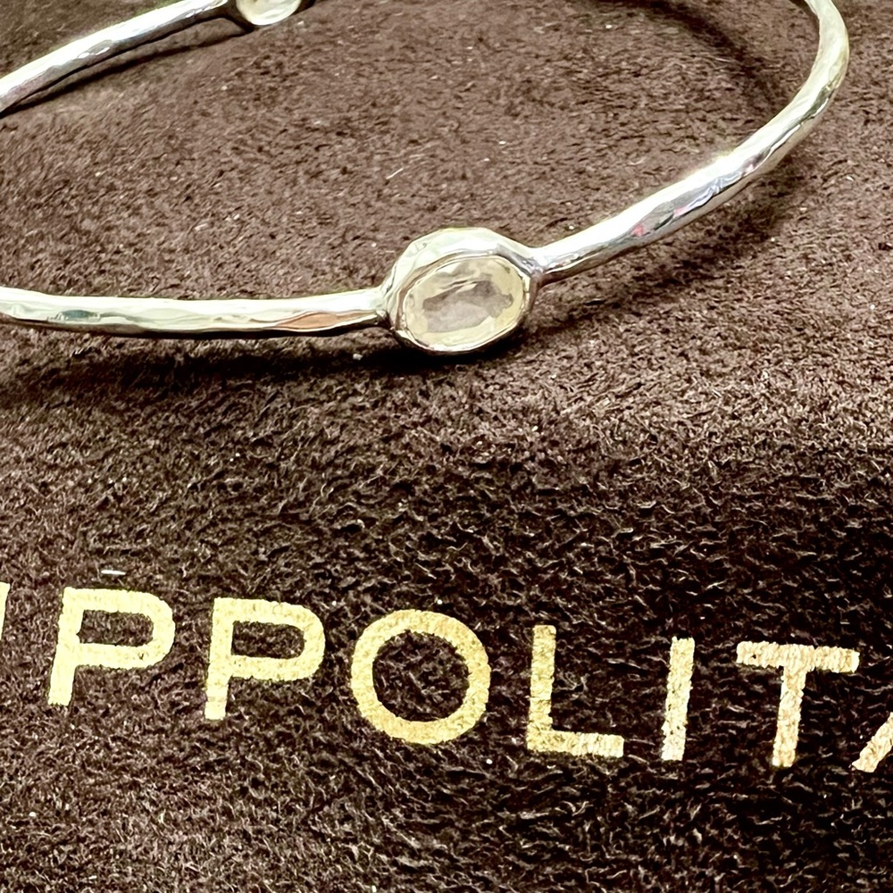 IPPOLITA Two Station Clear Stone Sterling Silver Bangle